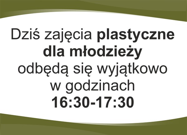 Uwaga! zmiana godzin.